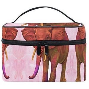 Roze oude olifant cosmetische tas organizer rits make-up tassen zakje toilettas voor meisjes vrouwen