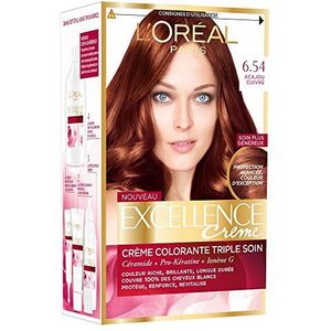 L'Oréal Paris Excellence Crème, permanente haarverf; nuance: mahonie, koper (6,54)
