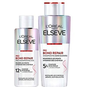 L'Oréal Paris - Herstellende Haarroutine voor Beschadigd & Overspannen Haar - Pre-Shampoo + Shampoo - Citroenzuur Complex - Elseve Pro Bond Repair - 2 Producten
