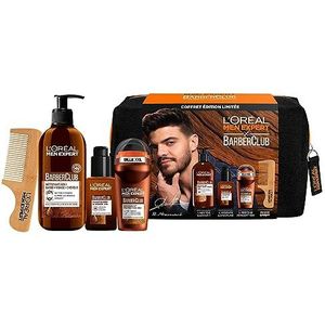 L'Oréal Men Expert BarberClub Pennenetui, gelimiteerde editie, Romeinse Ntamack, lange baardolie en gezicht, 50 ml, 3-in-1 baardreiniger, gezicht, haar 200 ml + deodorantbal bescherming 48 uur 50 ml