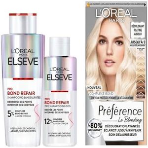 L'Oréal Paris Elseve Pro Bond Repair Sos Pre-Shampoo 200 ml + Sulfaatvrije Shampoo 200 ml + Preference Platinum Absolu