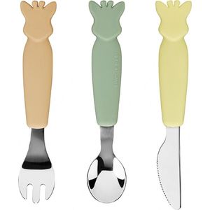 Set van 3 pastelkleurige siliconen bestekset Sophie la girafe