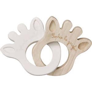 Sophie de giraf So'Pure Silhouette Bijtring - Bijtspeelgoed - Babyspeelgoed - Vanaf 0 maanden - Natuurlijk rubber/Hout - OK-Biobased - 6.6x7.7x0.6 cm - Wit/Hout