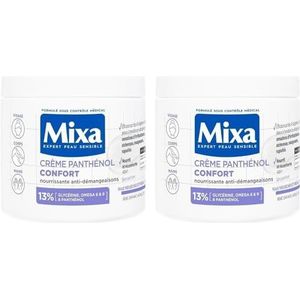 Mixa Intensieve droge huid – Panthenol Comfort – anti-jeuk – zeer droge en reactieve huid – gezicht, lichaam, handen – baby, kinderen, volwassenen hypoallergeen – zonder parfum – 400 ml x 2