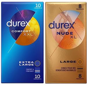 DUREX - Condooms Comfort XXL, 10 stuks - Nude XL x 8 cm, 2 stuks