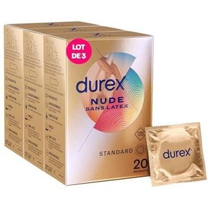 Durex - Nude condooms zonder latex - Huid-op-huid gevoel - 20 stuks (60 condooms)