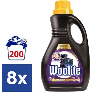 8x Woolite Wasmiddel Black met Keratine 25 wasbeurten 1,5 liter