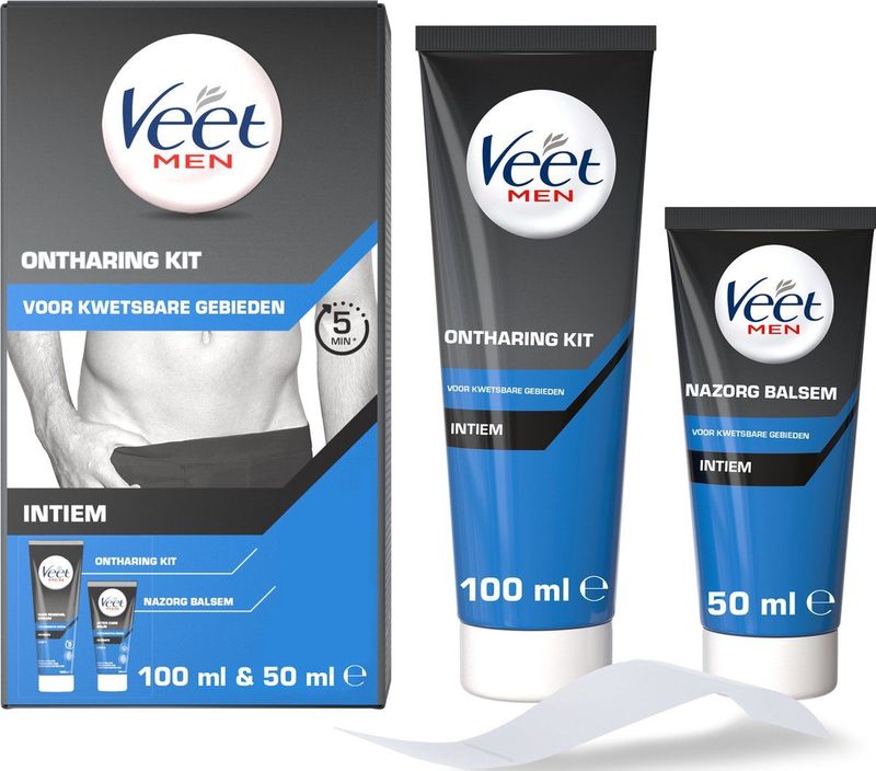 Veet - Men - Ontharingskit voor Intieme Delen - Ontharingscrème en Aftercare - 100 ml + 50 ml