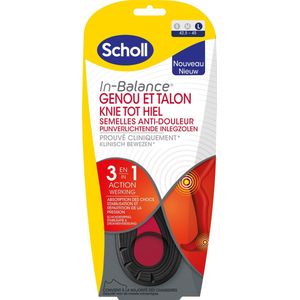 Scholl In Balance pijnverlichtende inlegzolen Knie tot Hiel - Large- Maat 42,5-45 - 1 Paar