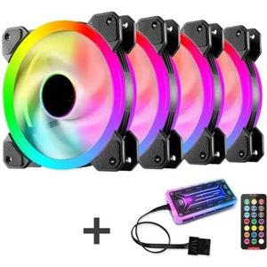 Computerbehuizing PC-koelventilator RGB Verstelbare LED 120 mm Stil + IR-afstandsbediening Nieuwe computerkoeler Koeling RGB-behuizingsventilator for CPU (Color : WHITE, Size : 4PCS SET_RGB)