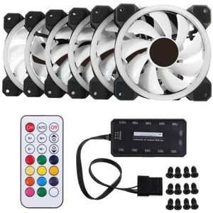 Computerbehuizing PC-koelventilator RGB Verstelbare LED 120 mm Stil + IR-afstandsbediening Nieuwe computerkoeler Koeling RGB-behuizingsventilator for CPU (Color : WHITE, Size : 6PCS SET_RGB)