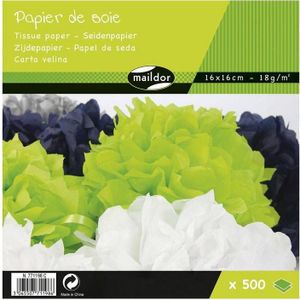 Clairefontaine Maildor Weefselpapier, 18 g, 16 x 16 cm, 500 vel, verschillende kleuren