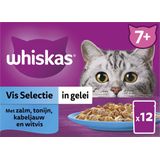 Whiskas 7+ Vis Selectie in Gelei Maaltijdzakjes Multipack 12 x 85 gr