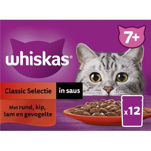Whiskas Classic selectie in saus maaltijdzakjes multipack 7+ Multi-pack x 12 stuks