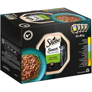 2 x Multipack Sheba variaties 48 x 85 g - 48 x 85 g Collectie Sauzen (Konijn; Forel; Kip; Kalkoen & Kip)  48 x 37,5 g Paté met Kip