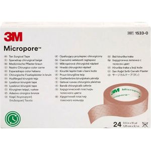 Micropore hechtpleister beige 1,25cm x 9,1m, 24 rol