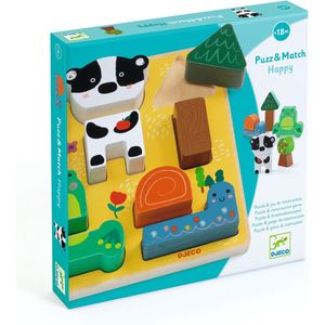 Djeco - Happy - Puzzel - Hout - 10 Bakstenen