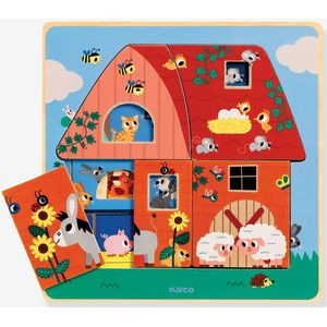 Djeco - Houten Puzzel - 12 Stukjes - 3 Niveaus - FSC Hout