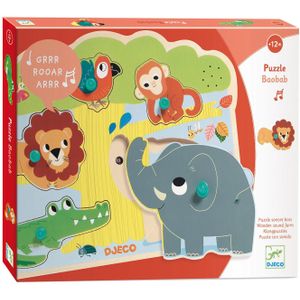 Djeco Geluidenpuzzel - de Zoo - 5 Stukjes