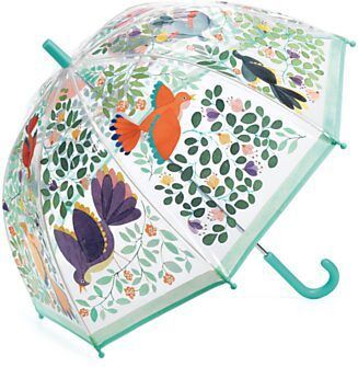 Transparenter Kinder Regenschirm BLUMEN UND VÖGEL DJECO