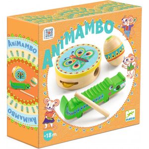 Djeco - Animambo - Set van 3 Percussie Instrumenten - Hout - Kleurvol