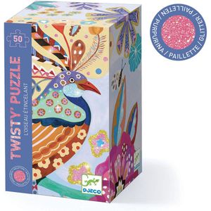 Djeco - Sparkling Bird - Knoppuzzel - Multikleur - Karton - 50 Stukjes