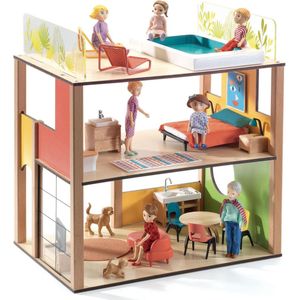 Djeco - City House - Houten Poppenhuis - Inclusief Meubels