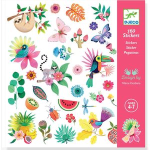 Stickers - Paradijs - 160 Papieren Stickers - Exotische Dieren en Planten