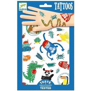 Djeco - Tattoos - Grappige Diertjes - Twee Vellen Tijdelijke Tatoeages