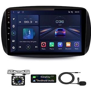 Dubbele Din Autoradio Compatibel Met Carplay Android Auto Voor Mercedes Benz Smart 2016 Plug And Play AM/FM Autoradio Back-up Camera, Stuurwielbediening, Spiegel Link (Color : 4Core 1+16G)