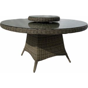 Mondial Living Tuintafel Paris Forest Grey Ø120 cm | Glazen Tafelblad