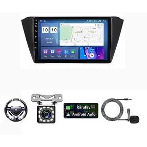 Android Double Din Car Stereo 9 Inch Touchscreen Autoradio Autotoebehoren Multimedia Stuurwielbediening met Navigatie Plug And Play Voor Skoda Fabia 2015 (Size : M600S 4G+WIFI 6G+128G)