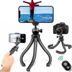 LURK - 3 in 1 Flexibele Octopus Tripod - Zwart - Geschikt voor Smartphone en Camera