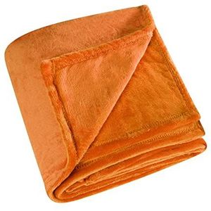 Linder Cocoon deken, zacht, polyester, kleur: oranje, 130 x 180 cm