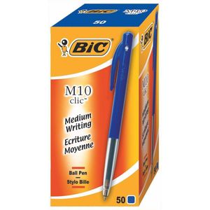 BIC M10 Balpen Clic - Blauw - Medium Punt (1.0 Mm) - Doos 50 Stuks