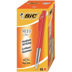 BIC Balpen Clic M10 50 stuks rood (1199190123-50) - Balpennen - Origineel