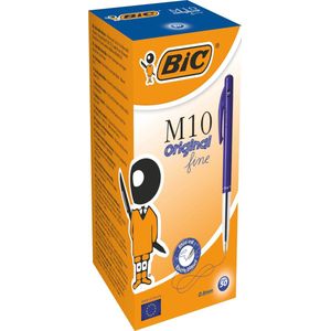 BIC M10 Original Intrekbare Balpennen - Blauwe Inkt - Doos van 50 Stuks - Fijne Punt 0.8 mm