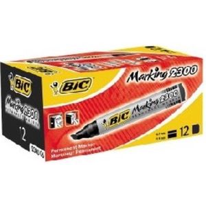 BIC Marking 2300 Permanentmarker zwart met 51% gerecyclede materialen, sterke punt 3,7 - 5,5 mm, 12 stuks