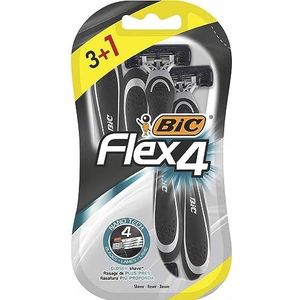 Bic Flex 4 scheermesjes voor heren, pak van 4 scheerapparaten (3 + 1 bonus) - met smeerstrip en draaibare kop voor een soepele, nauwkeurige scheerbeurt