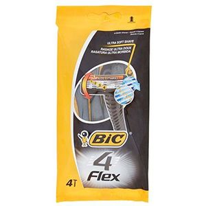 BIC 4 Flex Wegraeerset voor mannen, 4 mesjes, voor de gevoelige huid, 8 stuks