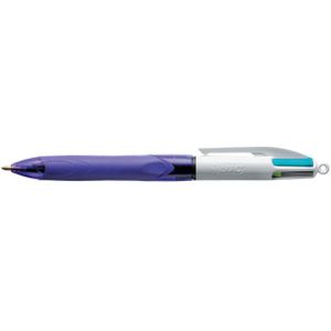 Balpen bic 4kleuren grip fashion m paars | 12 stuks