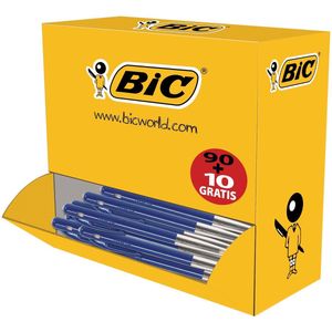 BIC Balpen M10 Blauw Voordeelpak - De klassieke en iconische BIC pen - medium punt (1.0 mm) - 90+10