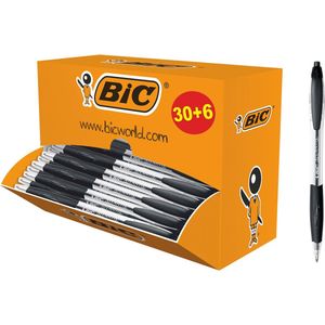 BIC Atlantis Classic Intrekbare Balpen - Zwart - Doos van 36 - Medium Punt 1 mm