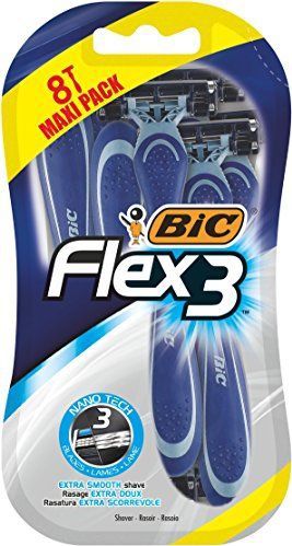 BIC Flex3 Wegwerpscheermesjes  voor Mannen - 3 mesjes - Pak van 1 houder en 8 navulmesjes
