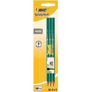 Bic potlood Evolution 650, 3 stuks + gum + slijper, op blister