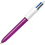 BIC 951351 4 kleuren Shine balpen, metallic lila behuizing, doos met 12 stuks