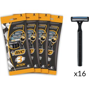 BIC 3 Action wegwerp scheermesjes voor mannen - bundel van 16 mesjes