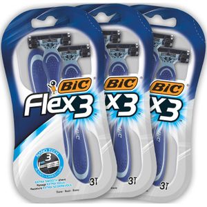 BIC Flex3 Heren Wegwerp scheermesjes - Bundel van 3 Packs van 3