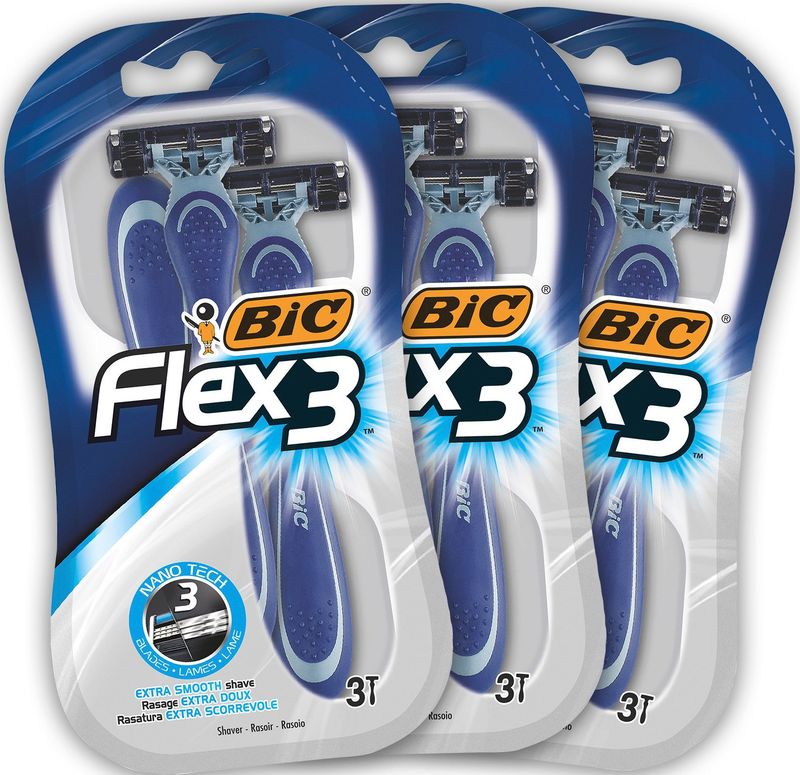 BIC Flex3 Heren Wegwerp scheermesjes - Bundel van 3 Packs van 3