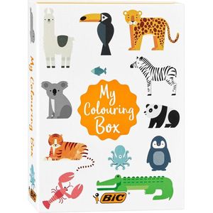 BIC Kids Pennenset: 36 stickers, 18 kleurpotloden, 12 viltstiften, 1 kleurboek & 6 glitterlijm, My Colouring Box